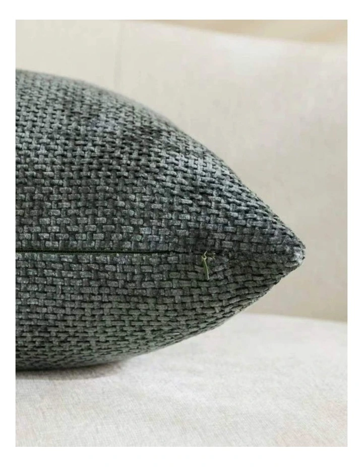 Chenille Grid Cushion Covers in Deep Green 2 Pack (50x50cm) image 4