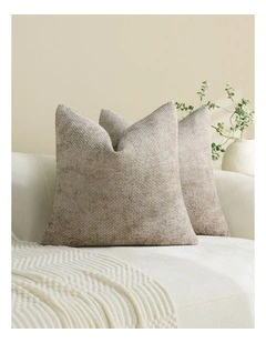 Chenille Grid Cushion Covers in Taupe 2 Pack (50x50cm)