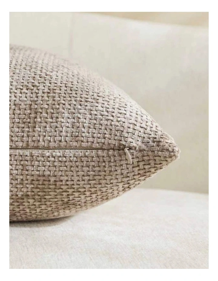 Chenille Grid Cushion Covers in Taupe 2 Pack (45x45cm) image 4