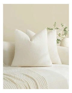 Chenille Grid Cushion Covers in Ivory 2 Pack (45x45cm)