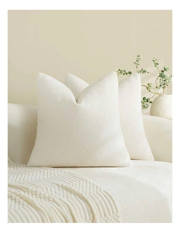 Chenille Grid Cushion Covers in Ivory 2 Pack (45x45cm) image 1