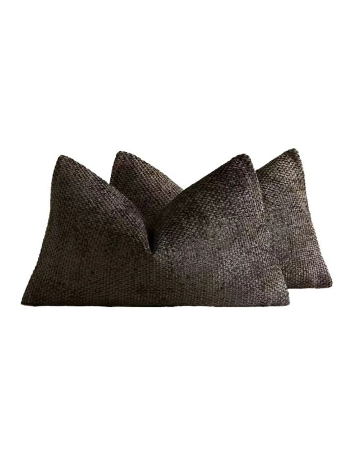 Chenille Grid Cushion Covers in Chocolate 2 Pack (30x50cm) image 2