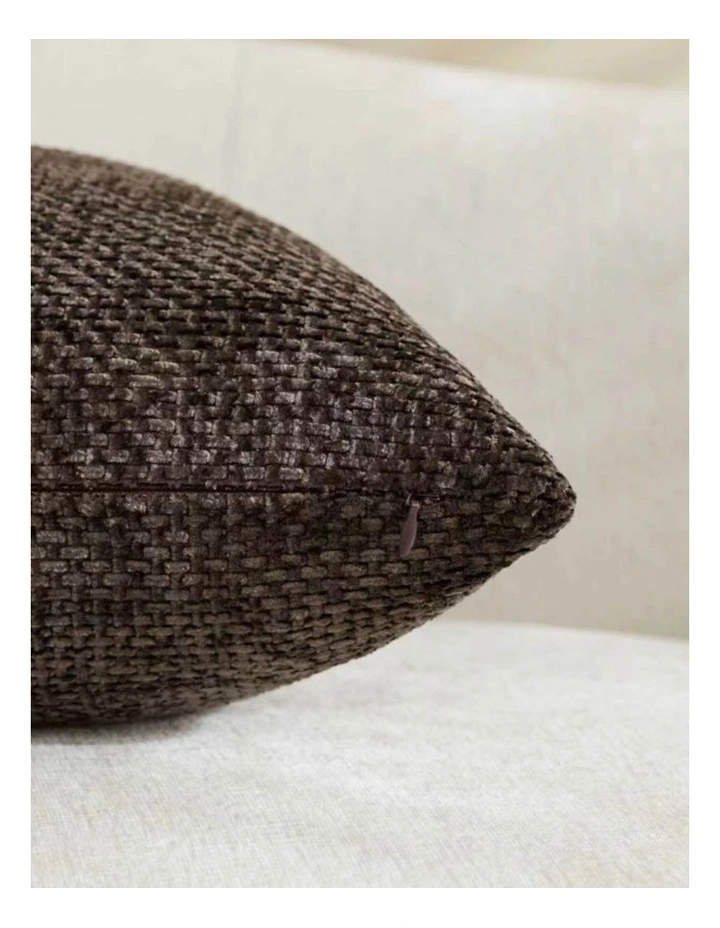 Chenille Grid Cushion Covers in Chocolate 2 Pack (30x50cm) image 4