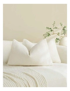 Chenille Grid Cushion Covers in Ivory 2 Pack (30x50cm)