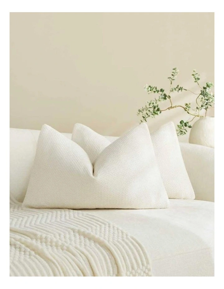 Chenille Grid Cushion Covers in Ivory 2 Pack (30x50cm) image 1