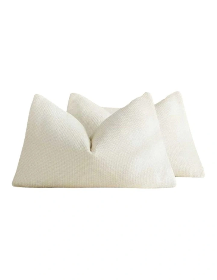 Chenille Grid Cushion Covers in Ivory 2 Pack (30x50cm) image 2