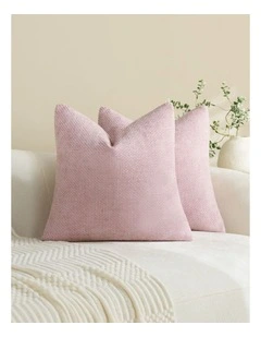 Chenille Grid Cushion Covers in Pink 2 Pack (50x50cm)