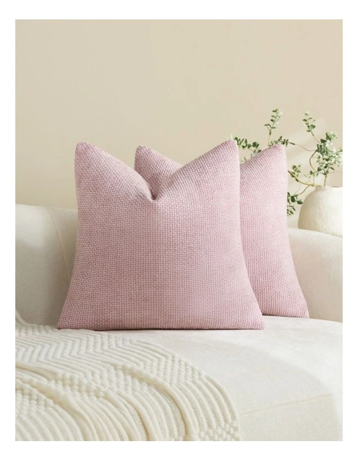 Chenille Grid Cushion Covers in Pink 2 Pack (50x50cm) image 1