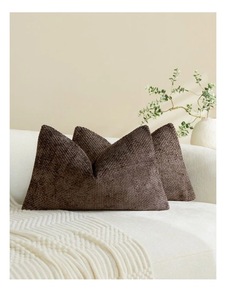Chenille Grid Cushion Covers in Brown 2 Pack (30x50cm) image 1