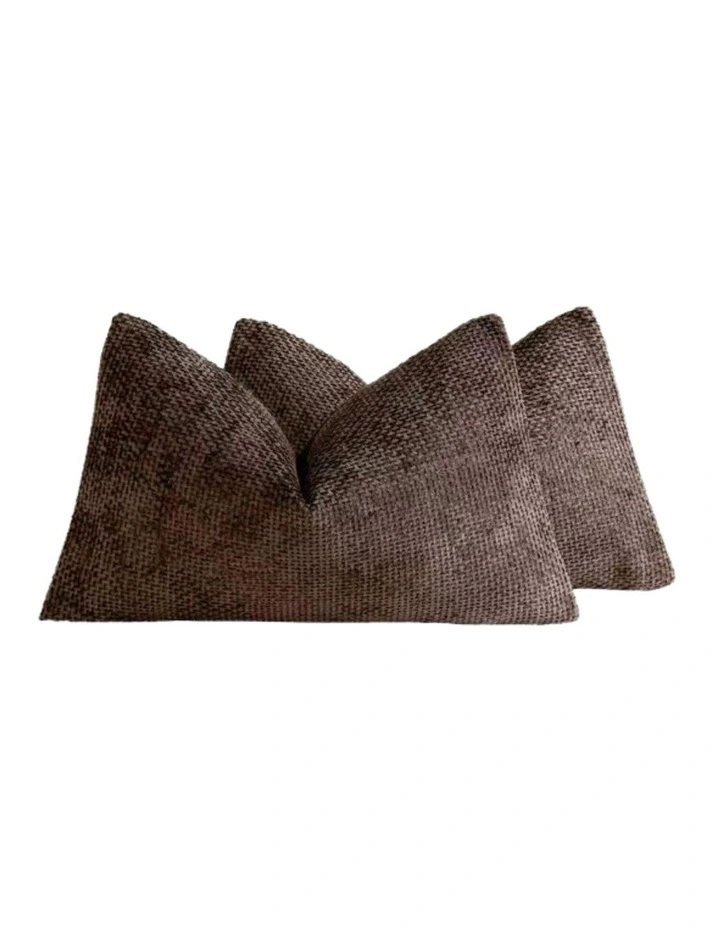 Chenille Grid Cushion Covers in Brown 2 Pack (30x50cm) image 2