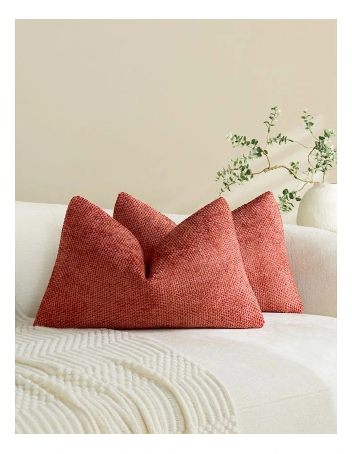 Chenille Grid Cushion Covers in Terracotta 2 Pack (30x50cm) image 1