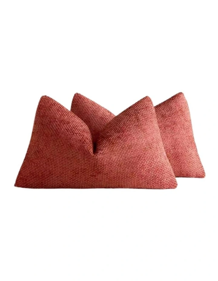 Chenille Grid Cushion Covers in Terracotta 2 Pack (30x50cm) image 2