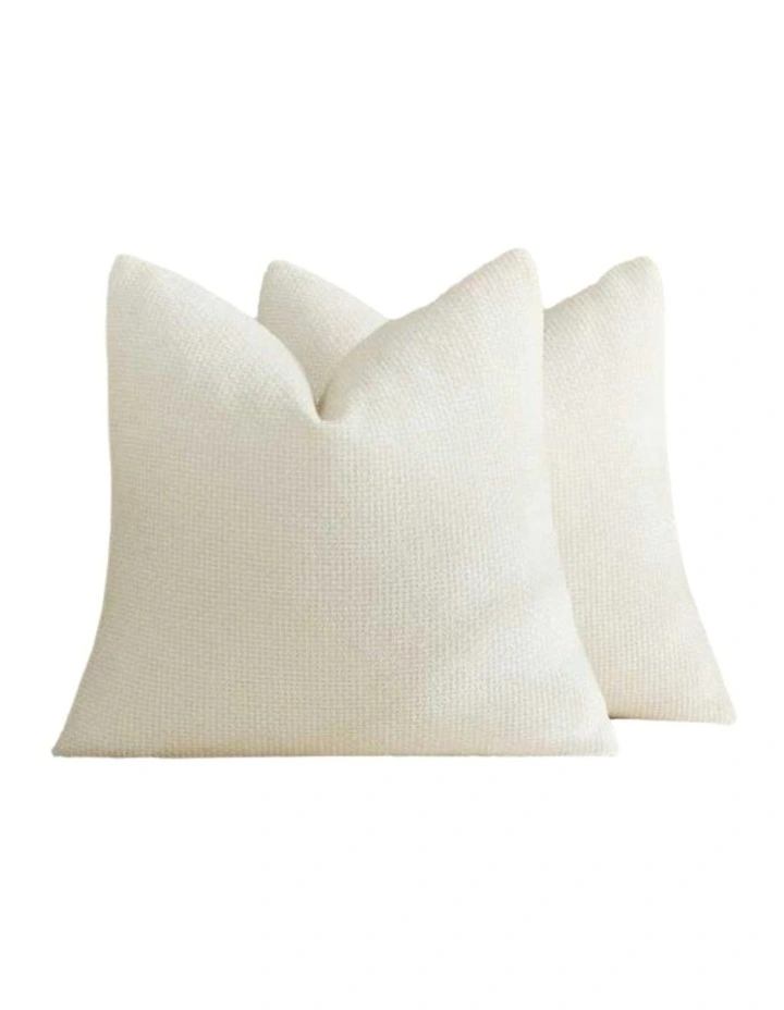 Chenille Grid Cushion Covers in Ivory 2 Pack (50x50cm) image 2