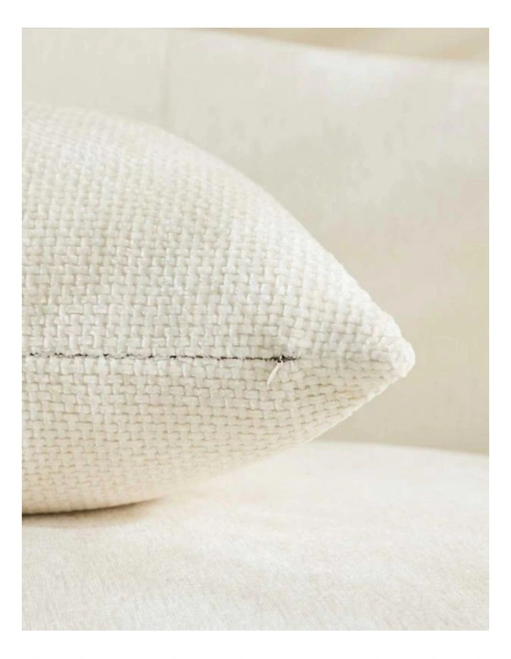Chenille Grid Cushion Covers in Ivory 2 Pack (50x50cm) image 4