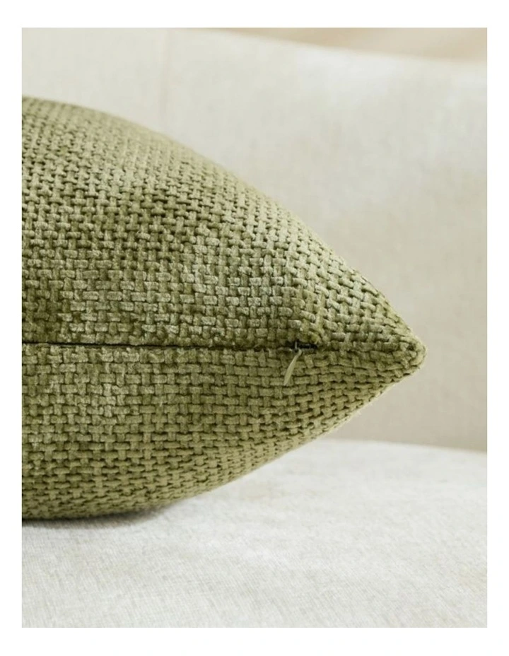 Chenille Grid Cushion Covers in Olive Green 2 Pack (45x45cm) image 4