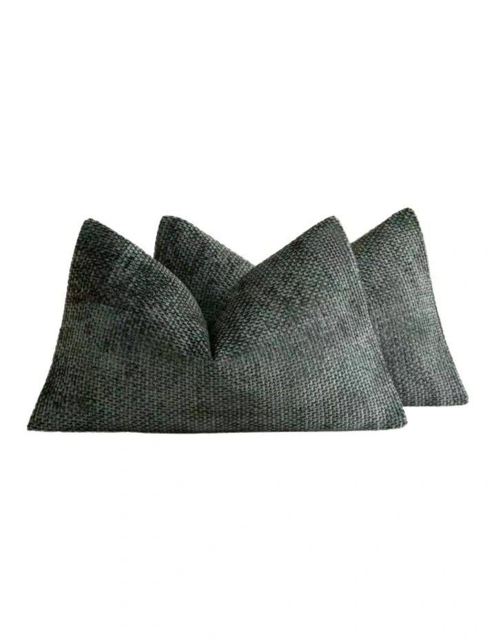 Chenille Grid Cushion Covers in Deep Green 2 Pack (30x50cm) image 2