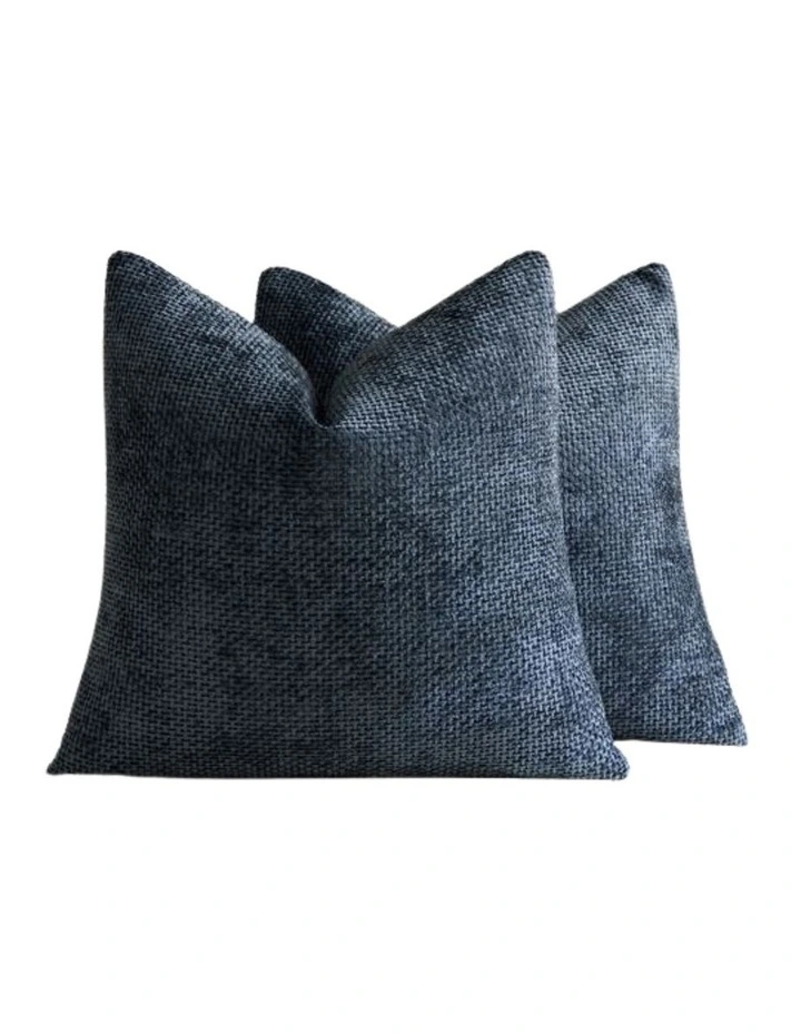 Chenille Grid Cushion Covers in Midnight 2 Pack (50x50cm) image 2