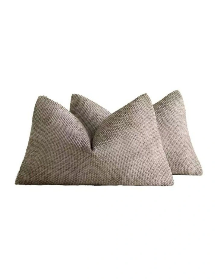 Chenille Grid Cushion Covers in Taupe 2 Pack (30x50cm) image 2