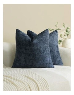 Chenille Grid Cushion Covers in Midnight 2 Pack (45x45cm)