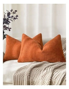 Chenille Haze Cushion Covers in Burnt Orange 2 Pack (30x50cm)