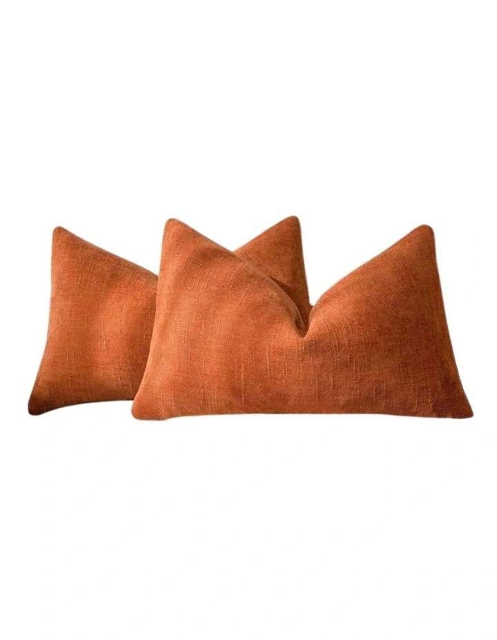 Chenille Haze Cushion Covers in Burnt Orange 2 Pack (30x50cm) image 4
