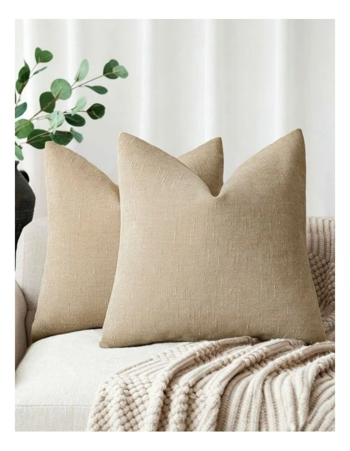 Chenille Haze Cushion Covers in Camel 2 Pack (45x45cm) image 1