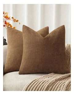 Chenille Haze Cushion Covers in Mocha Mousse 2 Pack (45x45cm)