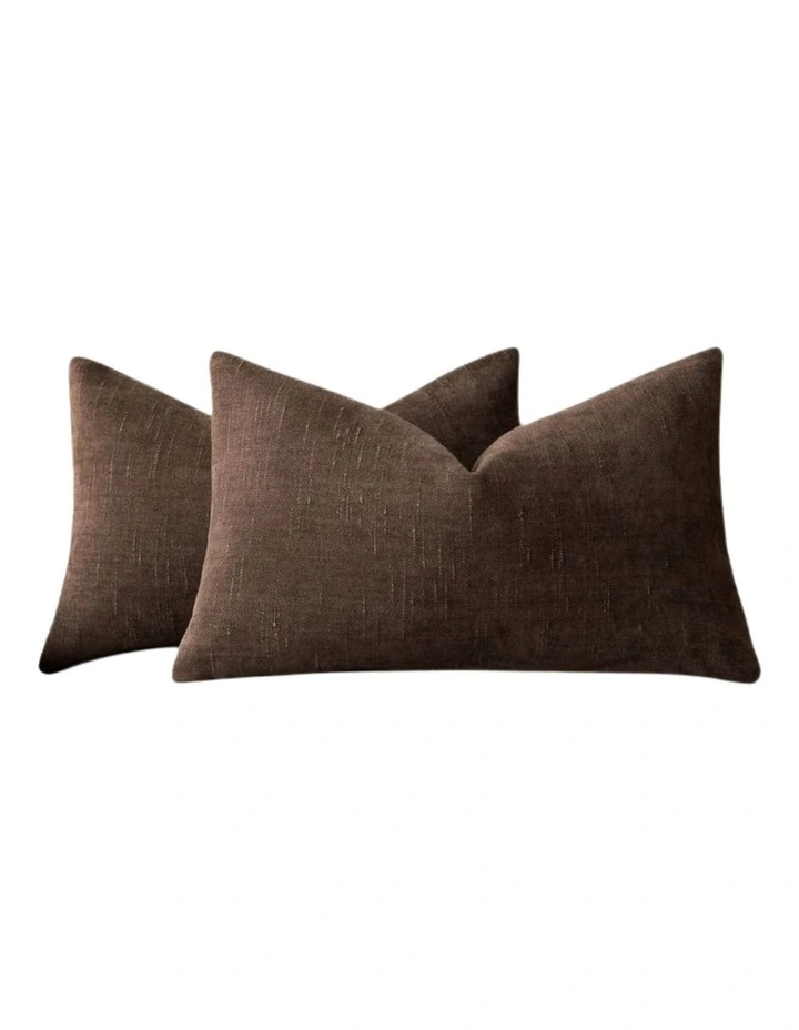 Chenille Haze Cushion Covers in Coffee 2 Pack (30x50cm) image 4