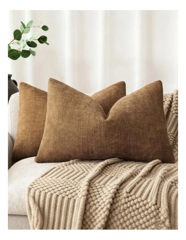 Chenille Haze Cushion Covers in Mocha Mousse 2 Pack (30x50cm) image 1