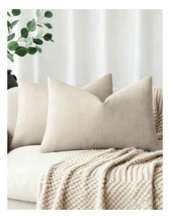 Chenille Haze Cushion Covers in Oatmeal 2 Pack (30x50cm)