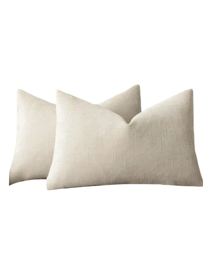 Chenille Haze Cushion Covers in Oatmeal 2 Pack (30x50cm) image 4