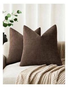Chenille Haze Cushion Covers in Coffee 2 Pack (50x50cm)