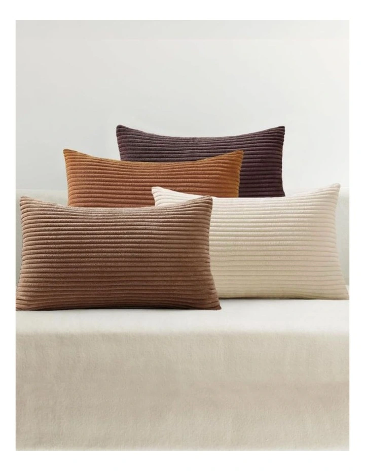 Corduroy Velvet Cushion Covers in Brown Set of 4 (30x50cm) image 1