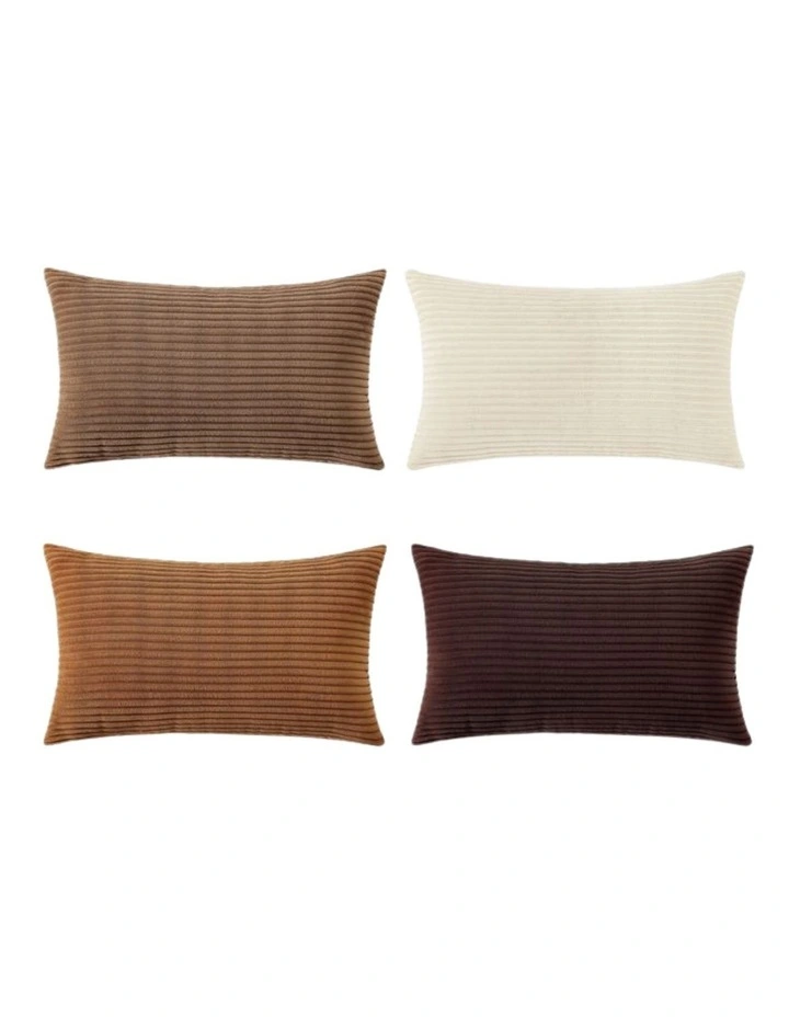 Corduroy Velvet Cushion Covers in Brown Set of 4 (30x50cm) image 4