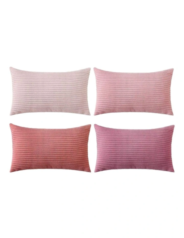 Corduroy Velvet Cushion Covers in Pink Set of 4 (30x50cm) image 4