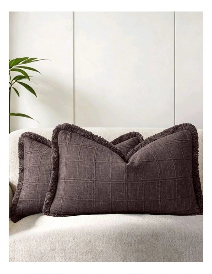 Linen Look Cushion Covers in Brown 2 Pack (30x50cm) image 1