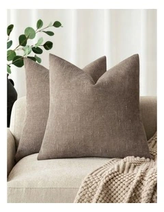 Chenille Haze Cushion Covers in Taupe 2 Pack (45x45cm)