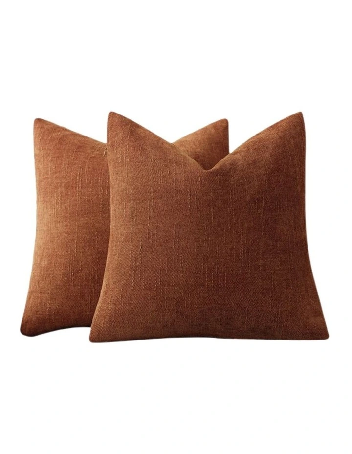 Chenille Haze Cushion Covers in Rust 2 Pack (45x45cm) image 4