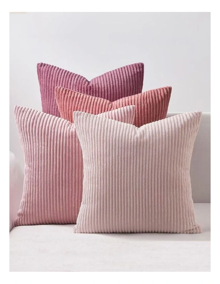 Corduroy Velvet Cushion Covers in Pink Set of 4 (50x50cm) image 1