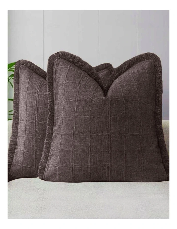 Linen Look Cushion Covers in Brown 2 Pack (45x45cm) image 1