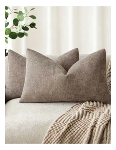 Chenille Haze Cushion Covers in Taupe 2 Pack (30x50cm)