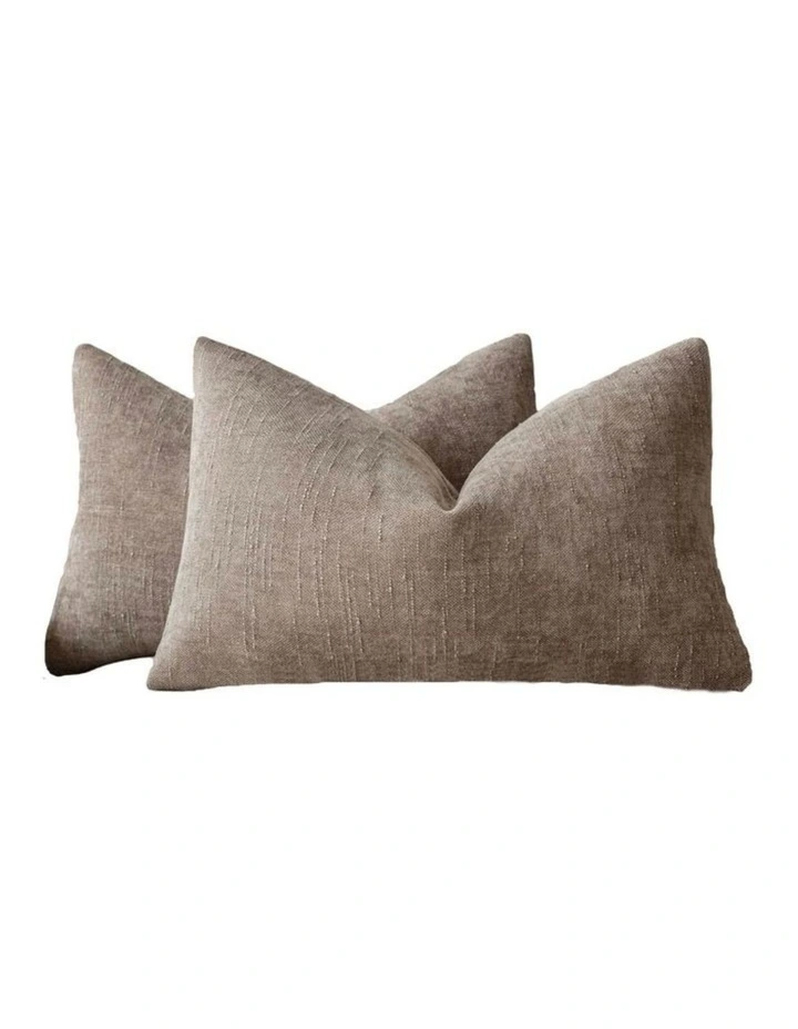 Chenille Haze Cushion Covers in Taupe 2 Pack (30x50cm) image 4