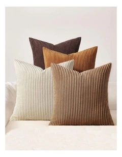 Corduroy Velvet Cushion Covers in Brown Set of 4 (50x50cm)