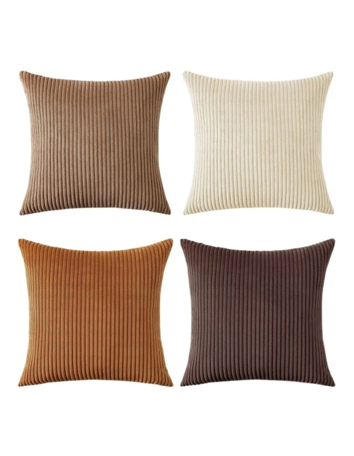 Corduroy Velvet Cushion Covers in Brown Set of 4 (50x50cm) image 5