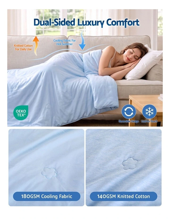 Giselle Cooling Blanket 130cm x 170cm Double Sided Summer Throw Lightweight Blue image 5