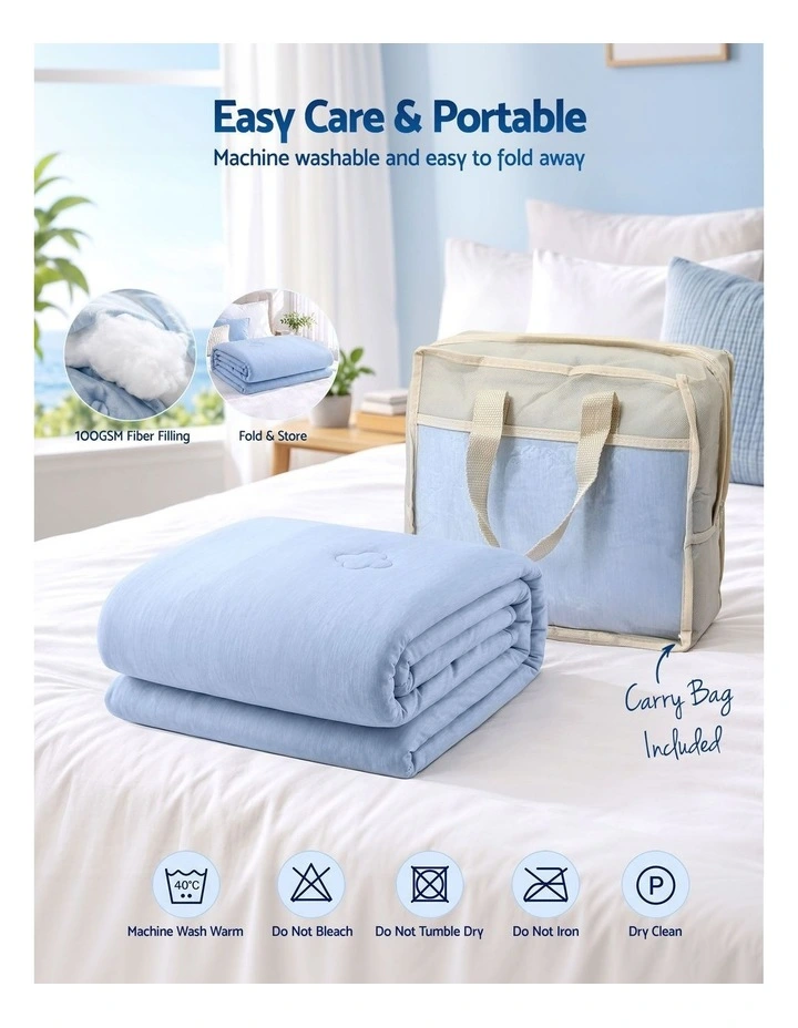 Giselle Cooling Blanket 130cm x 170cm Double Sided Summer Throw Lightweight Blue image 6