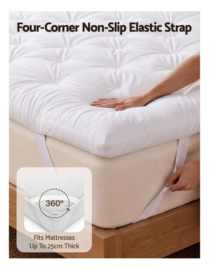 Giselle Queen Pillow Top Mattress Topper 1300GSM White Duck Feather For Old Bed Upgrade 5cm Thick image 6