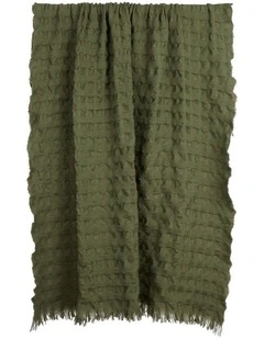Amalfi Ridge Waffle Throw Green 170x130x1cm