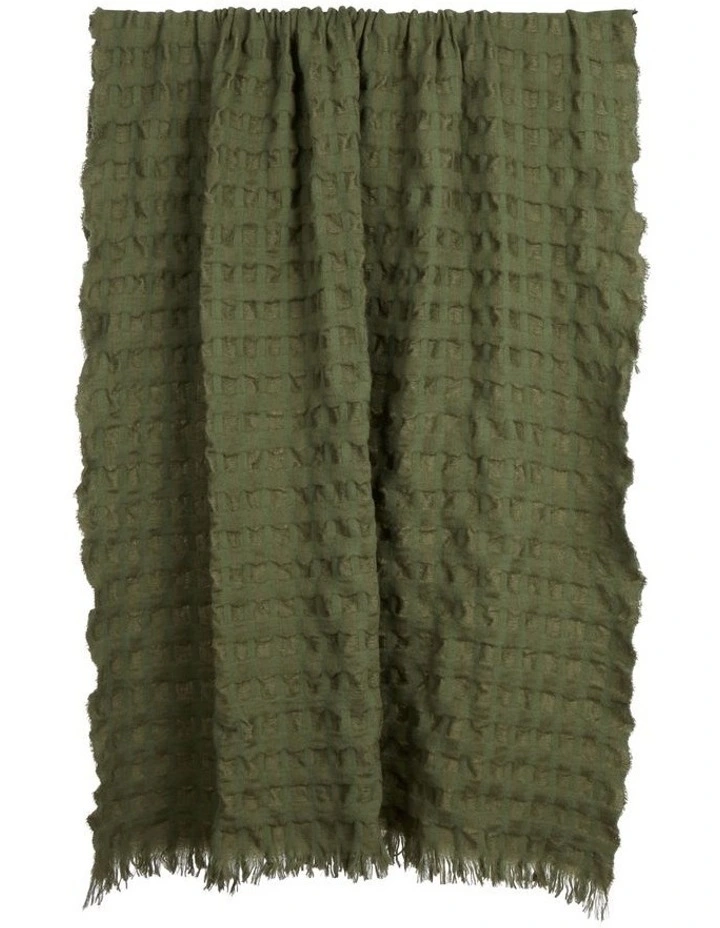 Amalfi Ridge Waffle Throw Green 170x130x1cm image 1