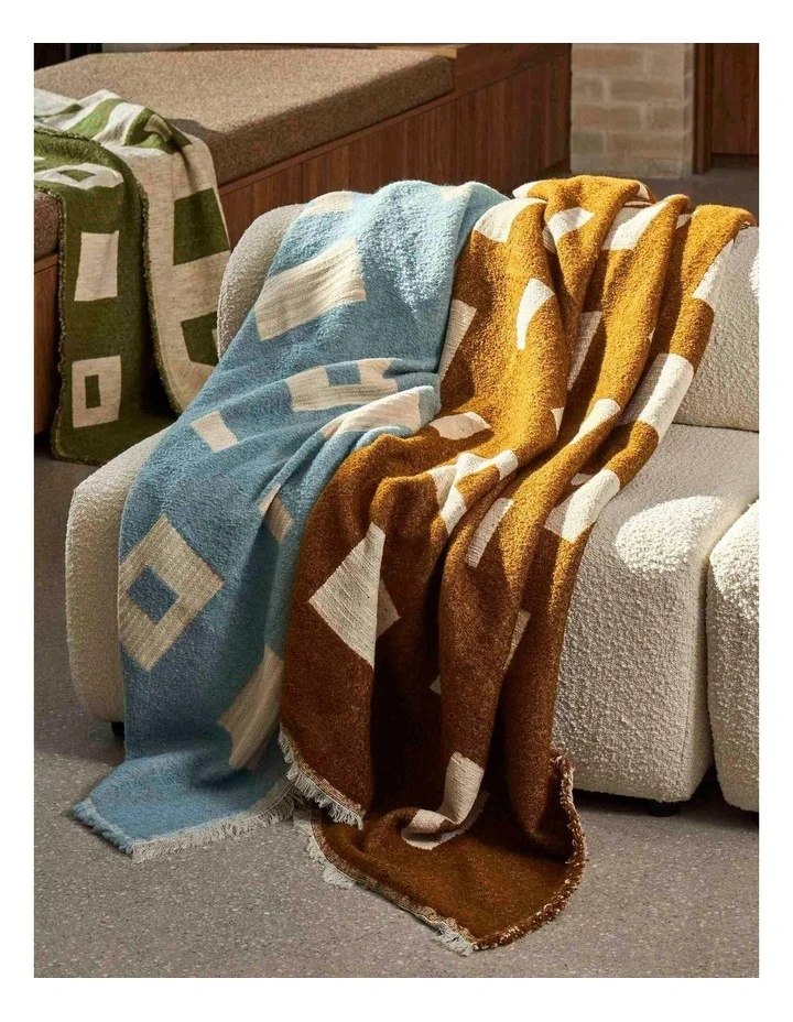 Amalfi Cosmo Throw - Blue & Natural 130x180cm image 2